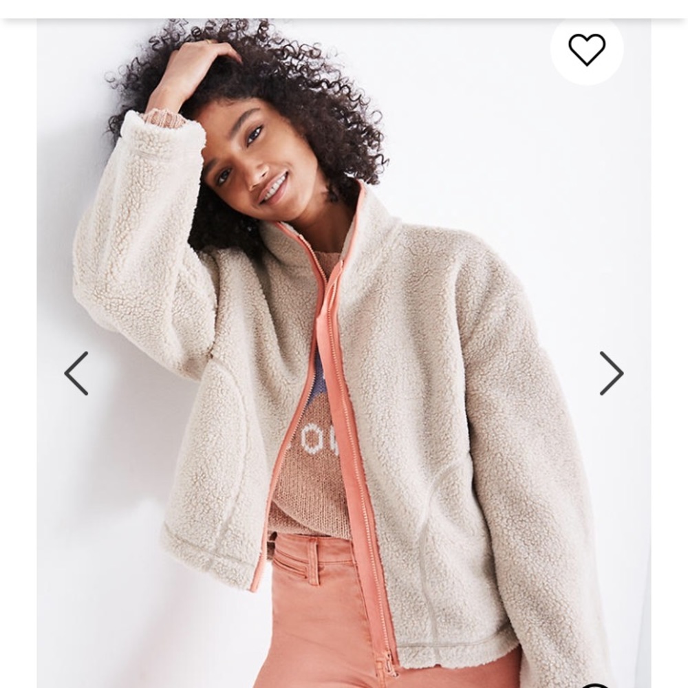 Madewell Cream and Pink Sherpa Jacket